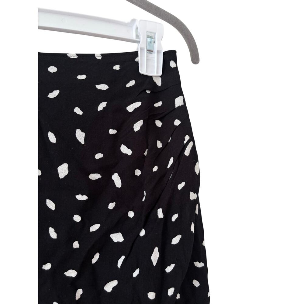 Abercrombie & Fitch Wrap Midi Skirt Black White Polka Dot XS Side Slit Women - Picture 3 of 9